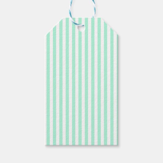 Pastel Mint Groene Strepen Zomer Gestreept Cadeaulabel (Voorkant)
