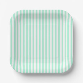 Pastel Mint Groene Strepen Zomer Gestreept Papieren Bordje