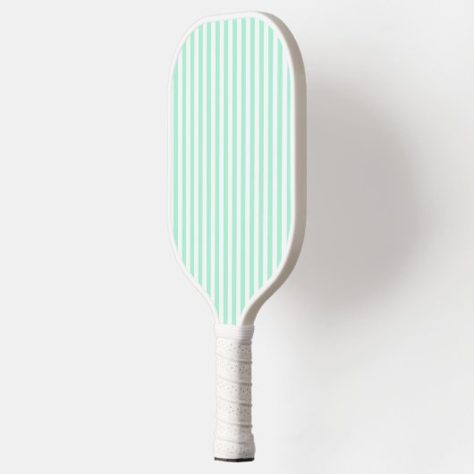 Pastel Mint Groene Strepen Zomer Gestreept Pickleball Paddle (Links)