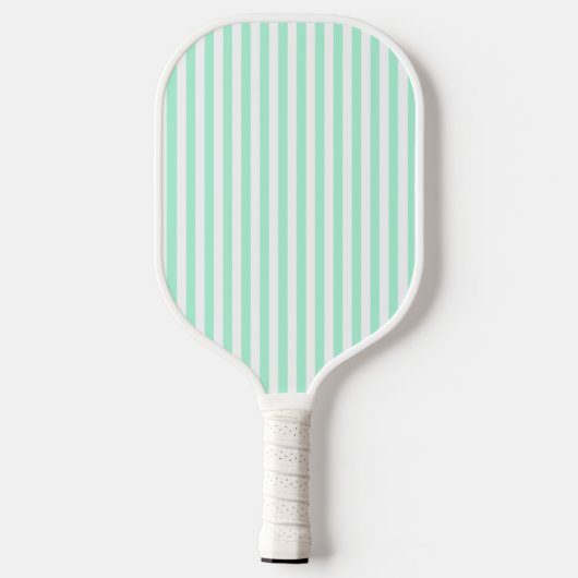 Pastel Mint Groene Strepen Zomer Gestreept Pickleball Paddle (Achterkant)