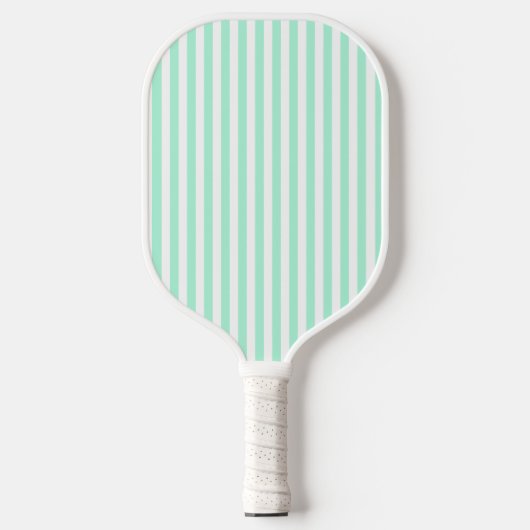Pastel Mint Groene Strepen Zomer Gestreept Pickleball Paddle (Voorkant)