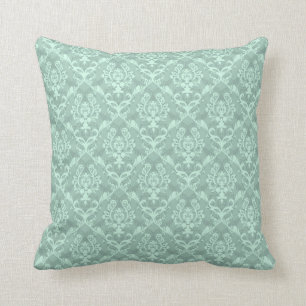 Pastel Mint Groene Tonen Bloemen Damaskers Kussen