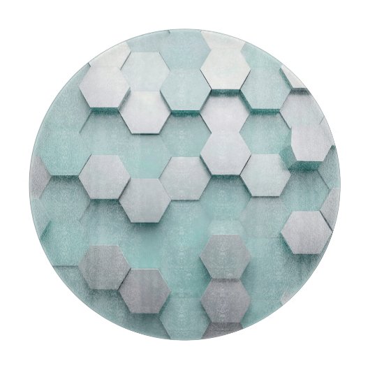 Pastel Mint Hexagonaal 3D Mozaïek Snijplank (Voorkant)