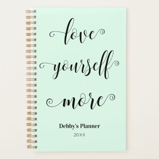 Pastel Mint Inspirerend Self Care Quote Planner (Voorkant)