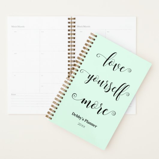 Pastel Mint Inspirerend Self Care Quote Planner (Display)