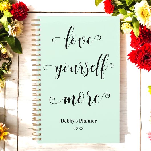 Pastel Mint Inspirerend Self Care Quote Planner