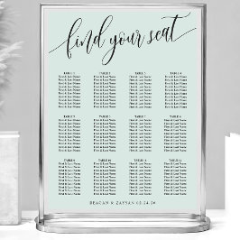 Pastel Mint Kleur Eenvoudige Trouwstoelen Plattegr Poster