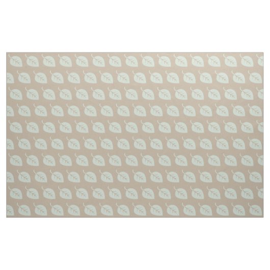 Pastel Mint Linen Leaf Pattern Fabric Stof (Yard (91,4 cm))