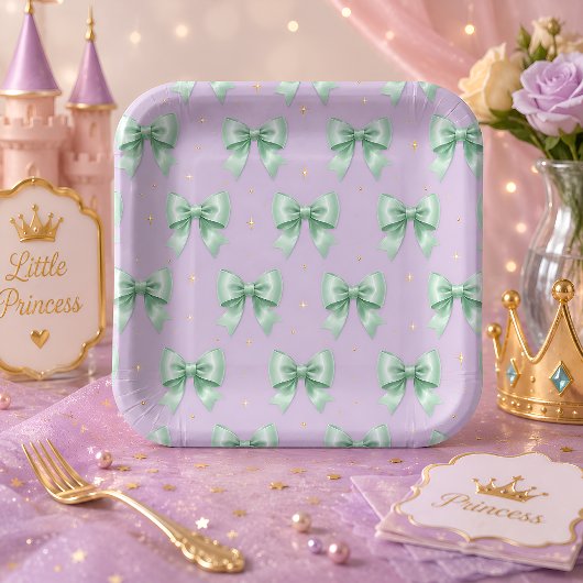 Pastel Mint Lint Patroon Papieren Bordje