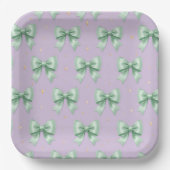 Pastel Mint Lint Patroon Papieren Bordje (Voorkant)