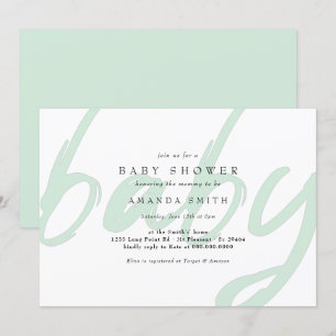 Pastel Mint Minimale Genderneutrale Baby shower Kaart