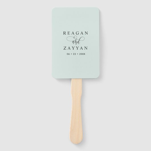Pastel Mint Minimalistisch huwelijksprogramma Handwaaier (Voorkant)