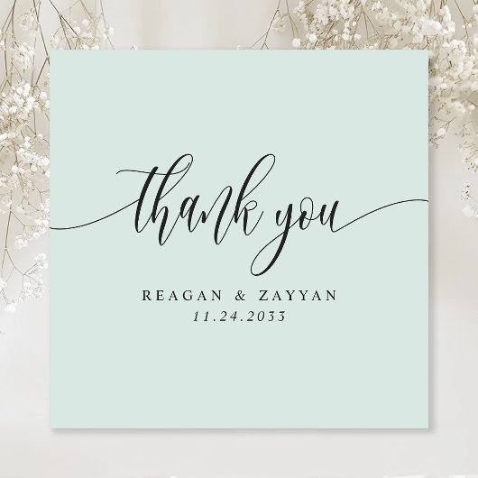 Pastel Mint minimalistisch script bruiloft Bedankkaart