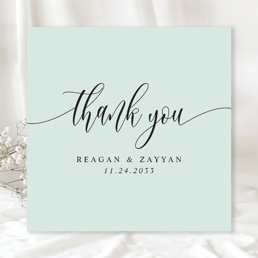 Pastel Mint minimalistisch script bruiloft Bedankkaart