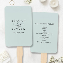 Pastel Mint Minimalistisch Trouwprogramma Handwaaier