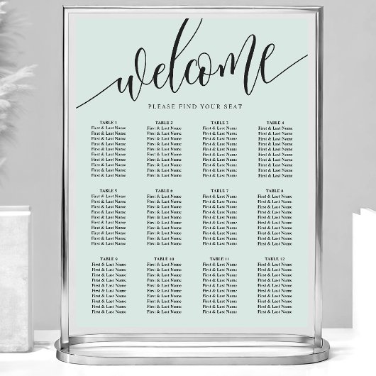 Pastel Mint Minimalistische Bruiloft Zitkaarten Poster
