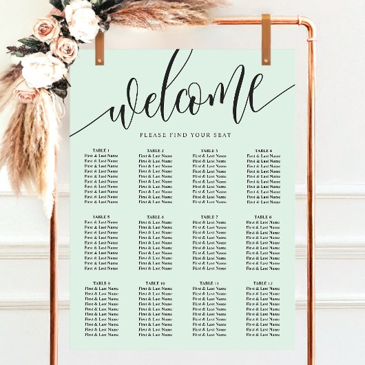 Pastel Mint Minimalistische Bruiloft Zitkaarten Poster