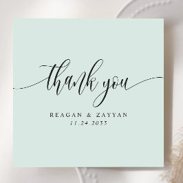 Pastel Mint Minimalistische Script Bruiloft Bedankkaart