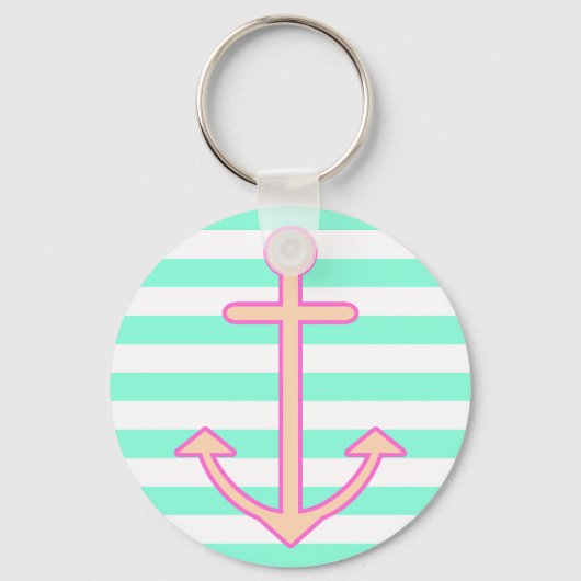 Pastel Mint Nautical Anchor Sleutelhanger (Voorkant)
