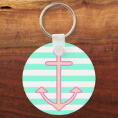 Pastel Mint Nautical Anchor Sleutelhanger (Voorkant)