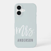 Pastel Mint New Mrs Last Name Bride iPhone 16 Hoesje (Achterkant)