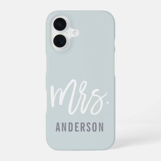 Pastel Mint New Mrs Last Name Bride iPhone 16 Hoesje (Achterkant)