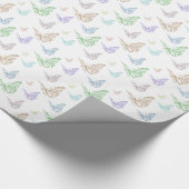 Pastel Mint Paarse Perzik Vlinders Verjaardag Cadeaupapier (Hoek)