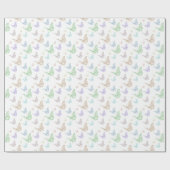 Pastel Mint Paarse Perzik Vlinders Verjaardag Cadeaupapier (Vlak)