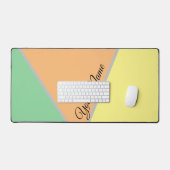 Pastel Mint Perzik Kleurblok Aangepaste Naam Bureaumat (Keyboard & Muis)