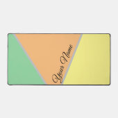 Pastel Mint Perzik Kleurblok Aangepaste Naam Bureaumat (Voorkant)