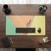 Pastel Mint Perzik Kleurblok Aangepaste Naam Bureaumat