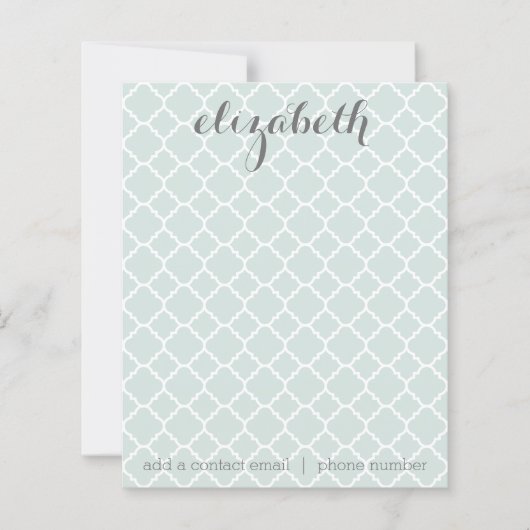 Pastel Mint Quatrefoil Patroon Aangepaste naam Not (Voorkant)