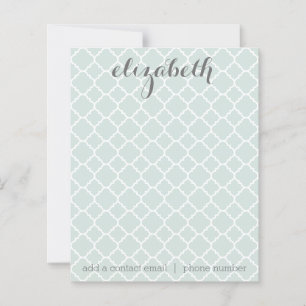 Pastel Mint Quatrefoil Patroon Aangepaste naam Not