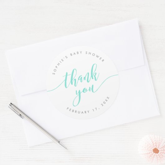 Pastel Mint Relax Script Bedankt Ronde Sticker (Envelop)