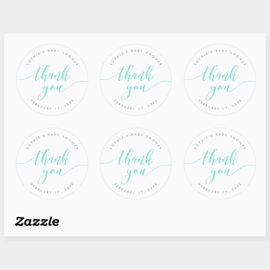 Pastel Mint Relax Script Bedankt Ronde Sticker (Vel)