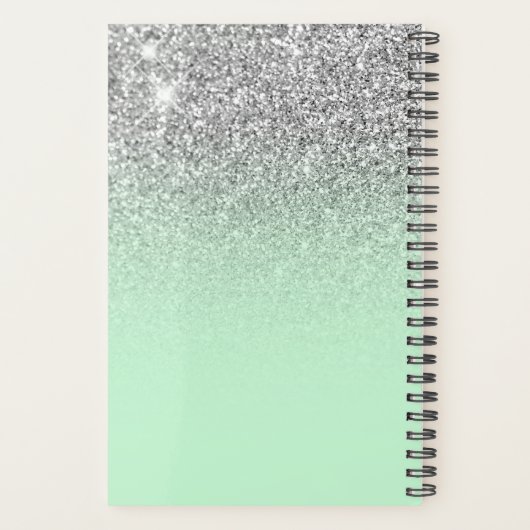 Pastel Mint Silver Glitter Ombre Persoonlijk Planner (Achterkant)