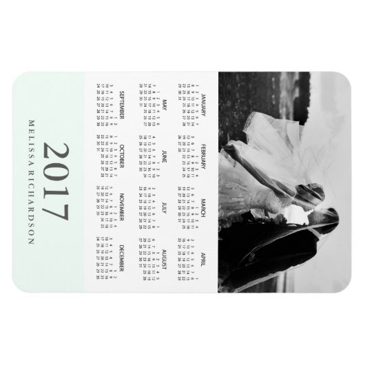 Pastel Mint Stripe | Elegante fotokalender 2017 Magneet (Horizontaal)