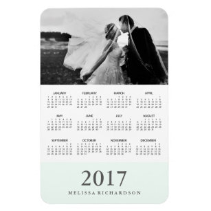 Pastel Mint Stripe   Elegante fotokalender 2017 Magneet