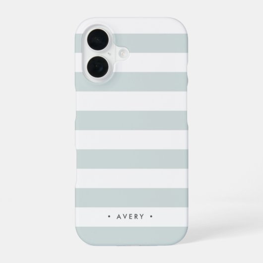 Pastel Mint Stripe persoonlijk iPhone 16 Hoesje (Achterkant)