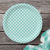 Pastel Mint Turquoise Gingham Papieren Bordje