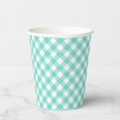 Pastel Mint Turquoise Gingham Papieren kopjes Bekers (Rechts)