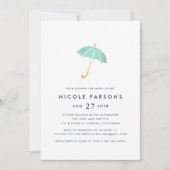 Pastel Mint Umbrella Baby shower Uitnodiging (Voorkant)