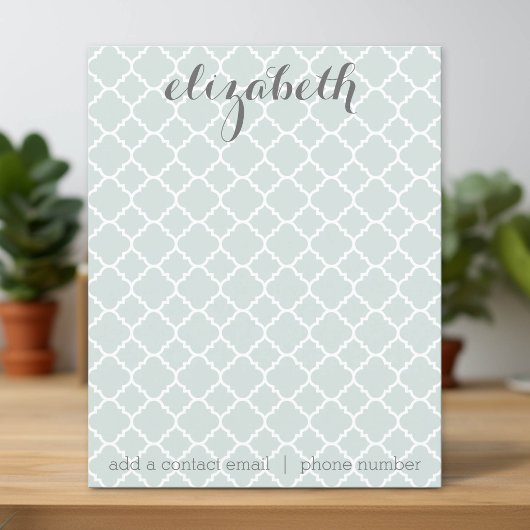 Pastel Mint Vierbladig Patroon Aangepaste Naam Not