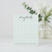 Pastel Mint Vierbladig Patroon Aangepaste Naam Not (Staand voorkant)