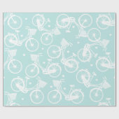 Pastel Mint White Vintage Retro Bicycle Cadeaupapier (Vlak)