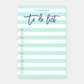 Pastel Mint & Witte Stripes Blauw om Lijst te doen Post-it® Notes (Voorkant)