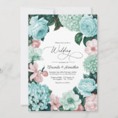 Pastel Mint, Zeegroen & Schelp Roze Bruiloft Kaart (Voorkant)