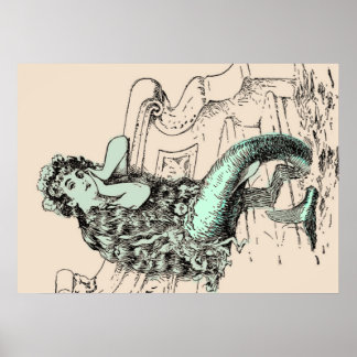 Pastel Mint Zeemeermin afdrukken Poster