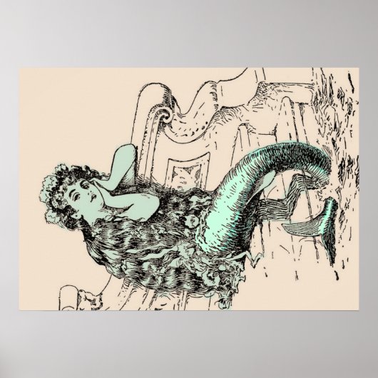 Pastel Mint  Zeemeermin afdrukken Poster (Voorkant)