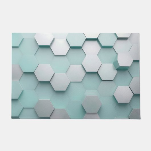 Pastel Mint Zeshoekige 3D Mozaïek Deurmat (Voorkant)
